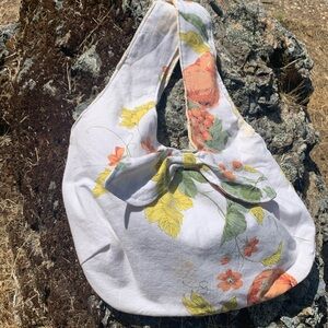 Floral   canvas  reversible Hobo Bag